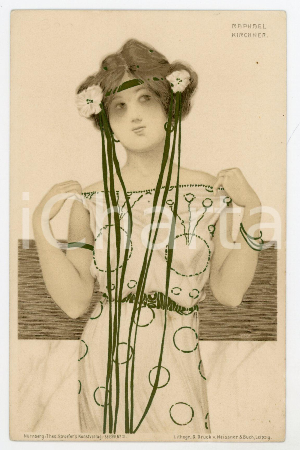 1900 ca ART NOUVEAU Raphael KIRCHNER "Greek Vergins" serie (2) - Postcard  Rara cartolina postale d'epoca, opera dell'artista e illustratore Raphael Kirchner, non viaggiata.Serie "Greek Vergins". GOOD/buono  Formato: 9x14 cm originale e autentica 1