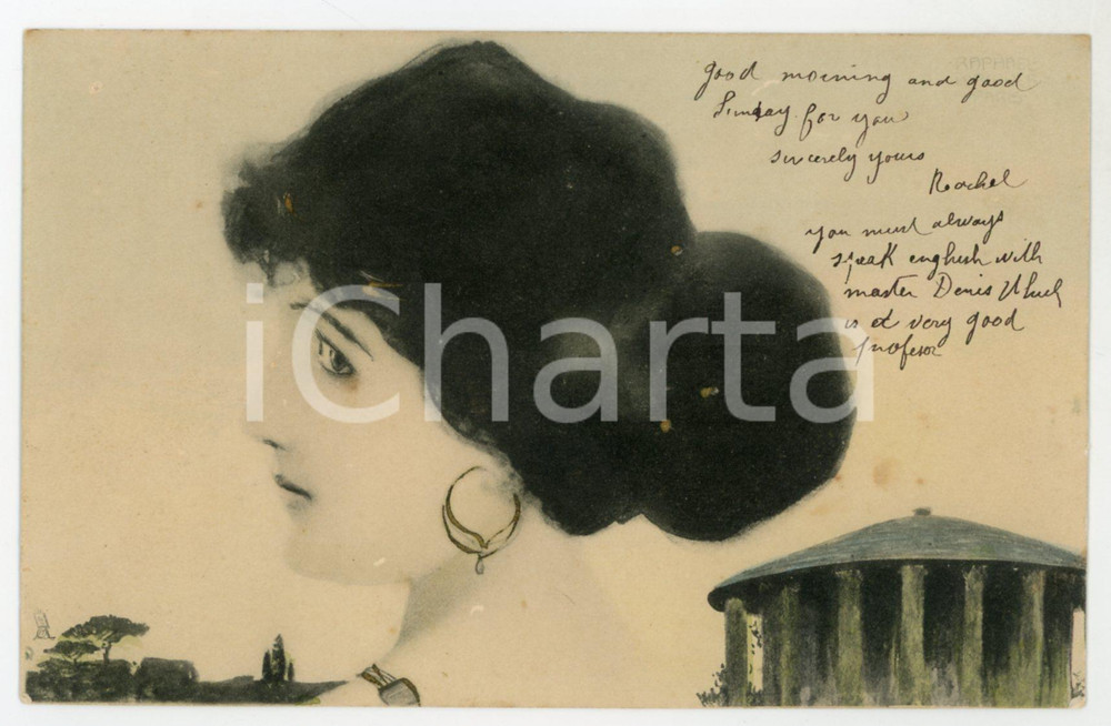 1900 ca ART NOUVEAU Raphael KIRCHNER Greek woman - Vintage Postcard  Cartolina postale d'epoca, opera dell'artista e illustratore Raphael Kirchner, non viaggiata.CONDIZIONI: G (minime macchie)FORMATO: FP    originale e autentica 1