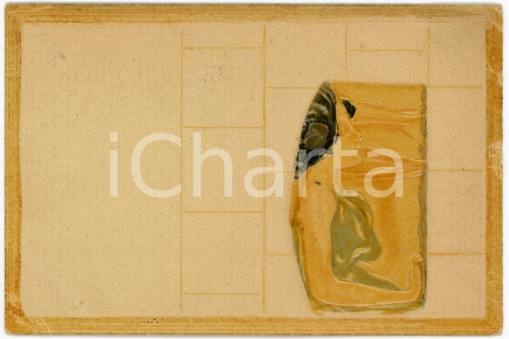 1900 ca ART NOUVEAU Raphael KIRCHNER Lady - Rare embossed yellow postcard  Rara cartolina postale d'epoca, opera dell'artista e illustratore Raphael Kirchner, viaggiata nel 1929.CONDIZIONI: GFORMATO: FP    originale e autentica 1