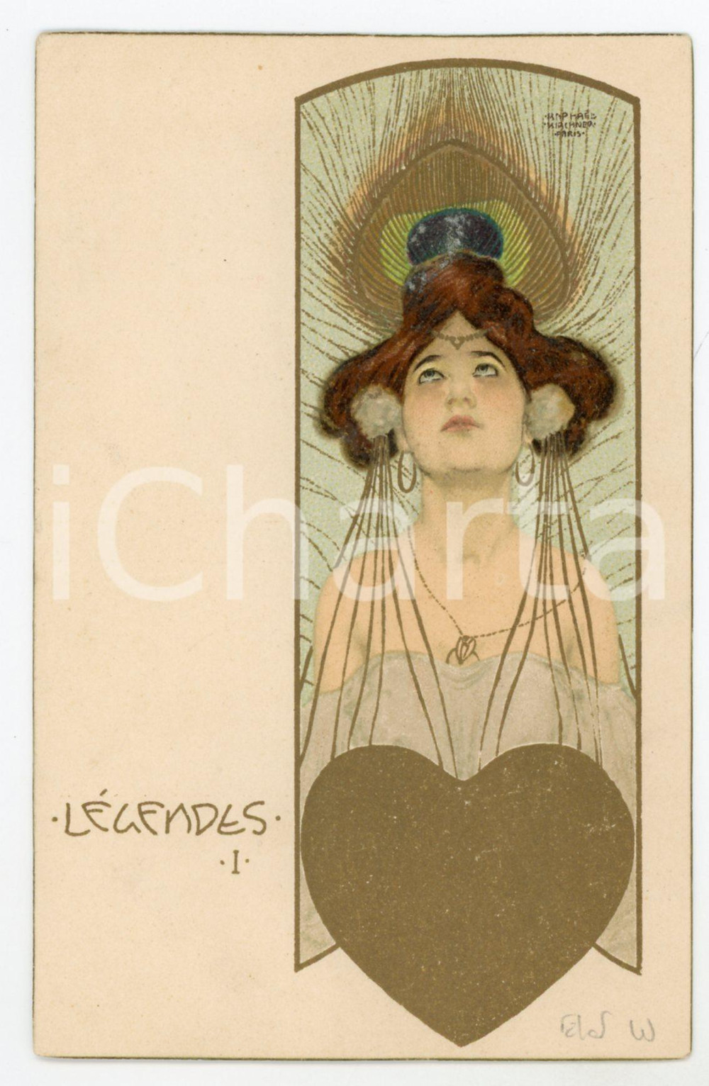 1906 ART NOUVEAU Raphael KIRCHNER Légendes - I - RARE Vintage Postcard  Rara cartolina postale d'epoca, opera dell'artista e illustratore Raphael Kirchner, viaggiata.CONDIZIONI: GFORMATO: FP    originale e autentica 1