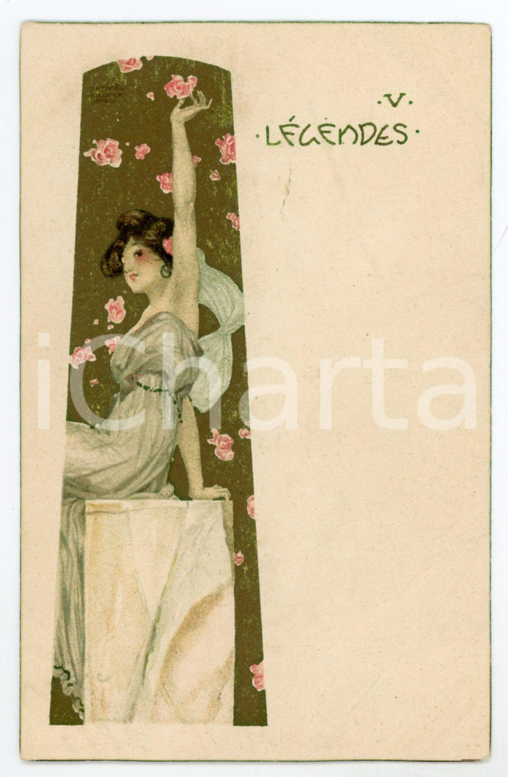 1900 ca ART NOUVEAU Raphael KIRCHNER Légendes - V - RARE Vintage Postcard  Rara cartolina postale d'epoca, opera dell'artista e illustratore Raphael Kirchner, non viaggiata.CONDIZIONI: GFORMATO: FP    originale e autentica 1