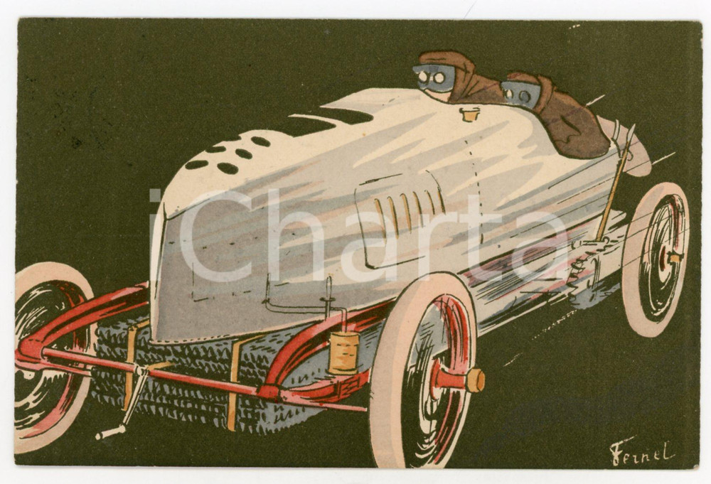 1904 ART NOUVEAU Fernand FERNEL - Automobile racing - Vintage postcard  Cartolina postale d'epoca, viaggiata.CONDIZIONI: GFORMATO: FP    originale e autentica 1