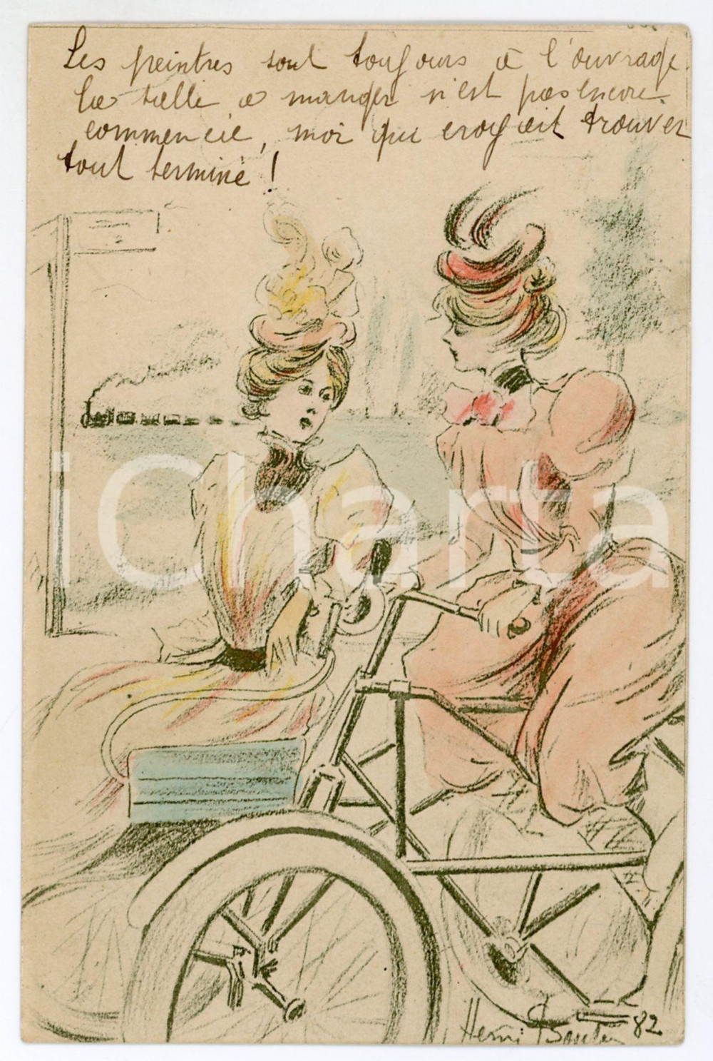 1900 FRANCE COSTUMES Cyclistes femmes - Ill. Henri BOUTET Carte postale FP VG  Cartolina postale d'epoca, viaggiata.CONDIZIONI: FAIRFORMATO: FP    originale e autentica 1