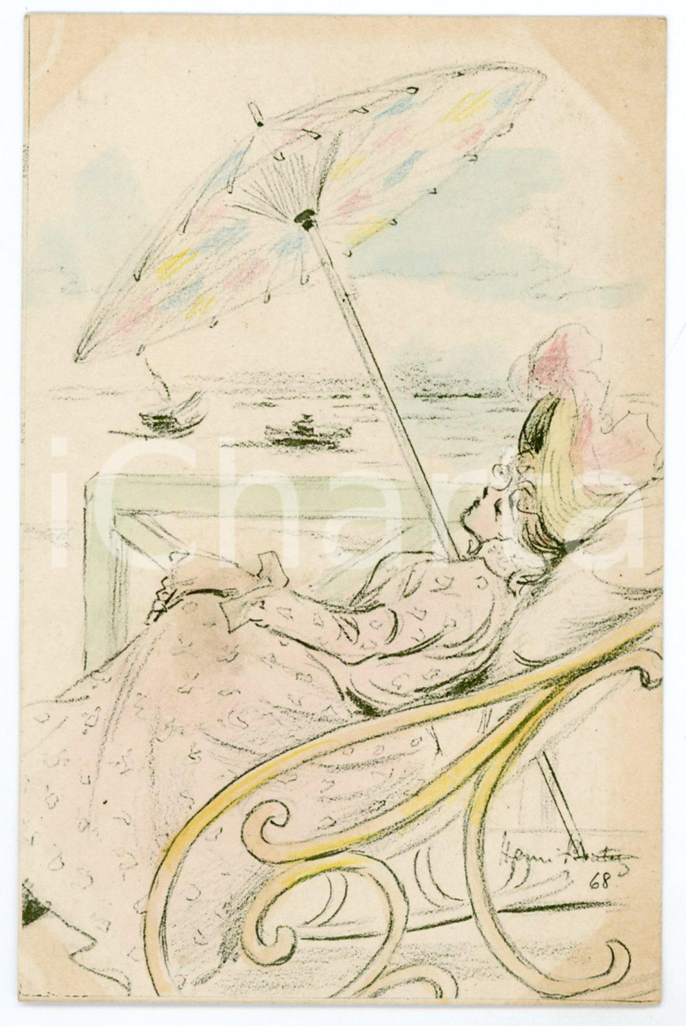 1900 ca FRANCE COSTUMES Femme au soleil - Ill. Henri BOUTET Carte postale FP NV  Cartolina postale d'epoca, non viaggiata.CONDIZIONI: FAIRFORMATO: FP    originale e autentica 1