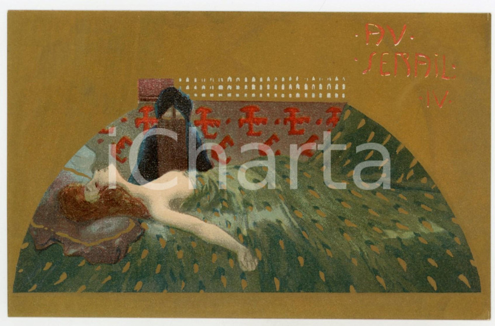 1900 ca ART NOUVEAU Raphael KIRCHNER Au sÃ©rail - IV - RARE Vintage Postcard  Rara cartolina postale d'epoca, opera dell'artista e illustratore Raphael Kirchner, non viaggiata.CONDIZIONI: GFORMATO: FP    originale e autentica 1