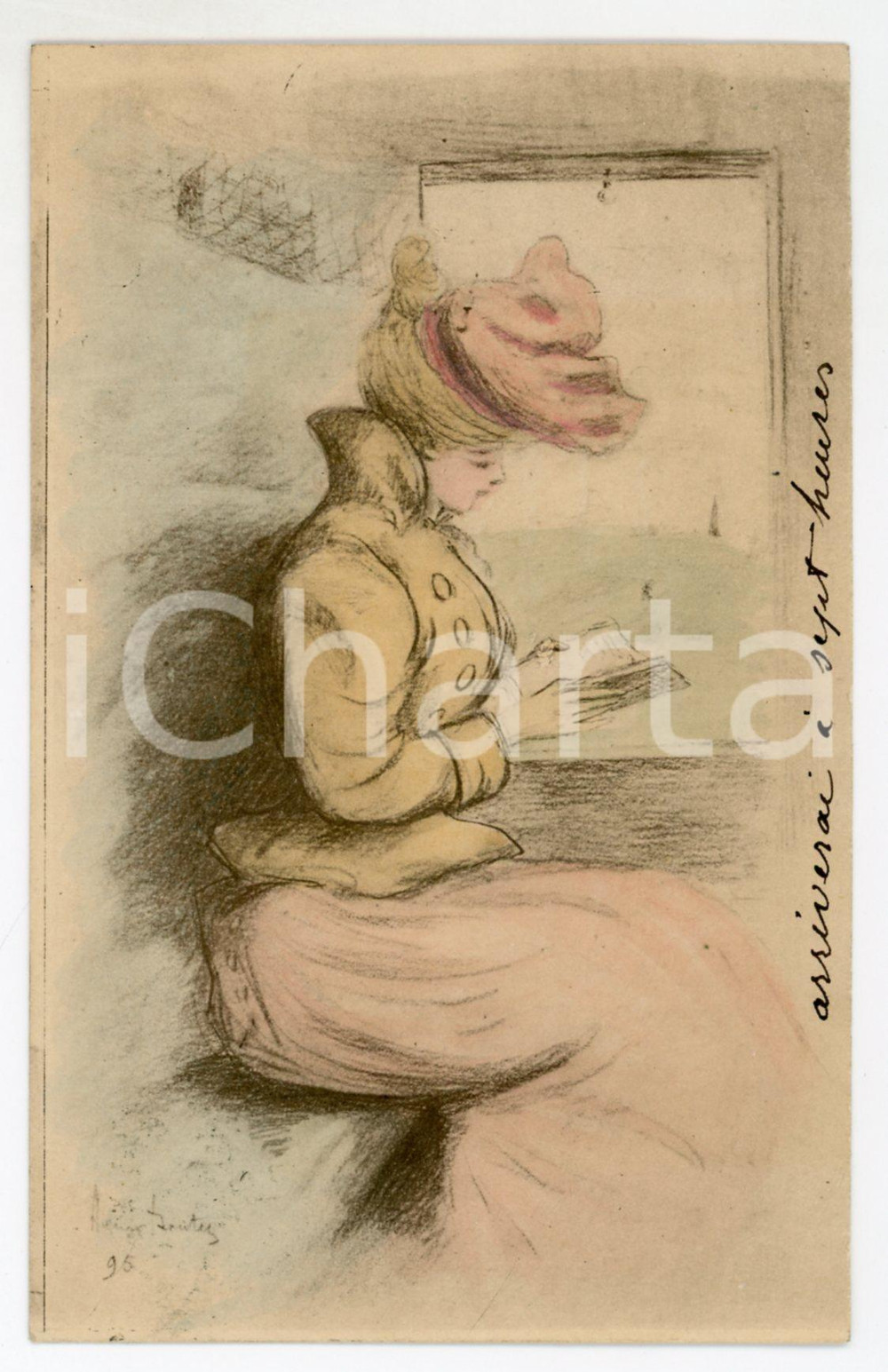 1900 FRANCE COSTUMES Femme lit dans le train - Ill. Henri BOUTET Carte postale  Cartolina postale d'epoca, viaggiata.CONDIZIONI: FAIRFORMATO: FP    originale e autentica 1