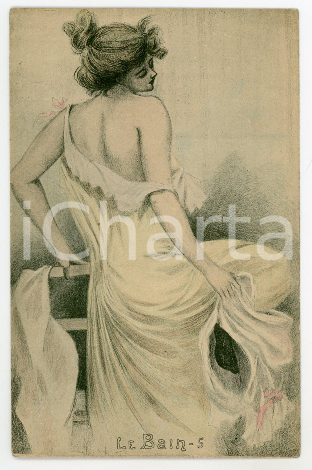 1900 ca EROTIC Henri BOUTET - LE BAIN 5 Woman undressing herself - Carte postale  Cartolina postale d'epoca, non viaggiata.CONDIZIONI: FAIRFORMATO: FP    originale e autentica 1