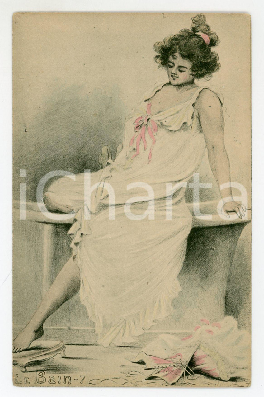 1900 ca EROTIC Henri BOUTET - LE BAIN 7 Woman on the bathtub - Carte postale FP  Cartolina postale d'epoca, non viaggiata.CONDIZIONI: FAIRFORMATO: FP    originale e autentica 1