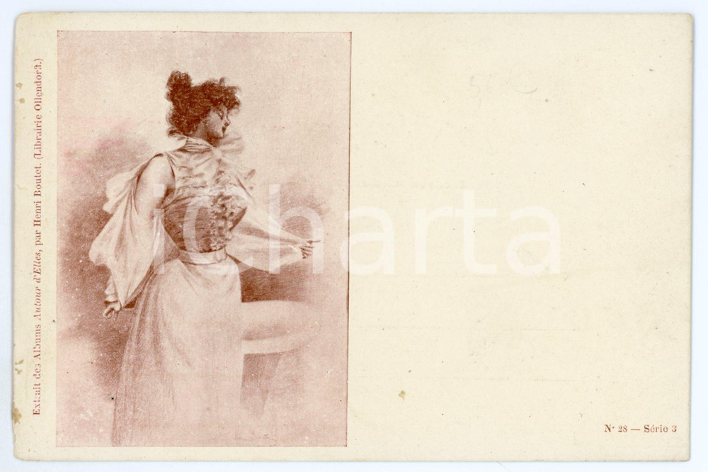 1900ca VINTAGE EROTIC Woman wearing corset - Ill. Henri BOUTET - Carte postale  Cartolina postale d'epoca, non viaggiata.Illustrazione estratta dall'album Autour d'Elles (LibrairieOllendorf).CONDIZIONI: POOR (Al verso abrasione al margine destro)FORMATO: FP    originale e autentica 1