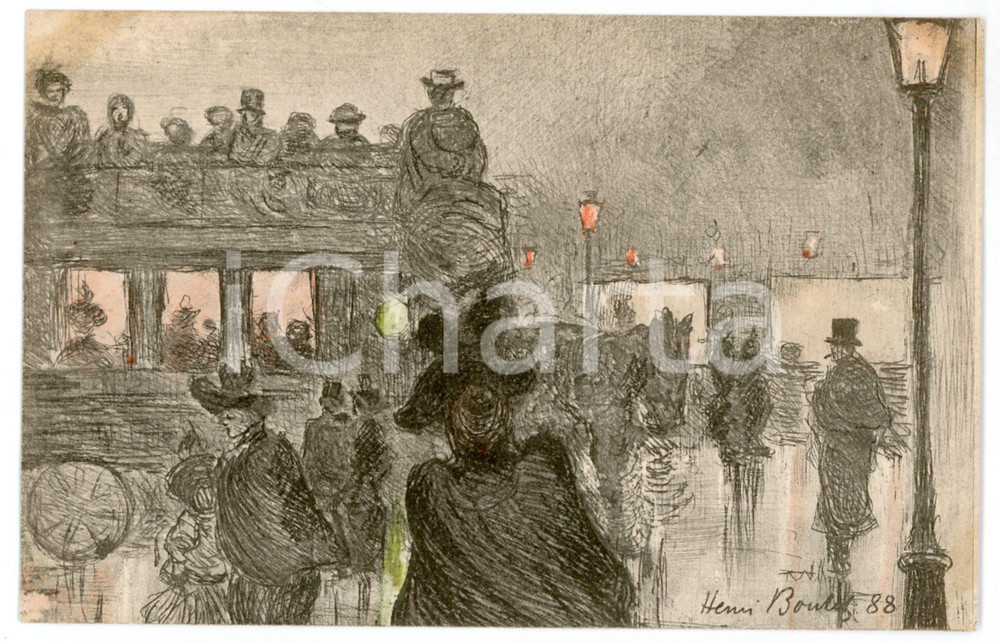 1900 ca PARIS People at night - Illustration Henri BOUTET - Cartolina FP NV  Cartolina postale d'epoca, non viaggiata.CONDIZIONI: FAIRFORMATO: FP    originale e autentica 1