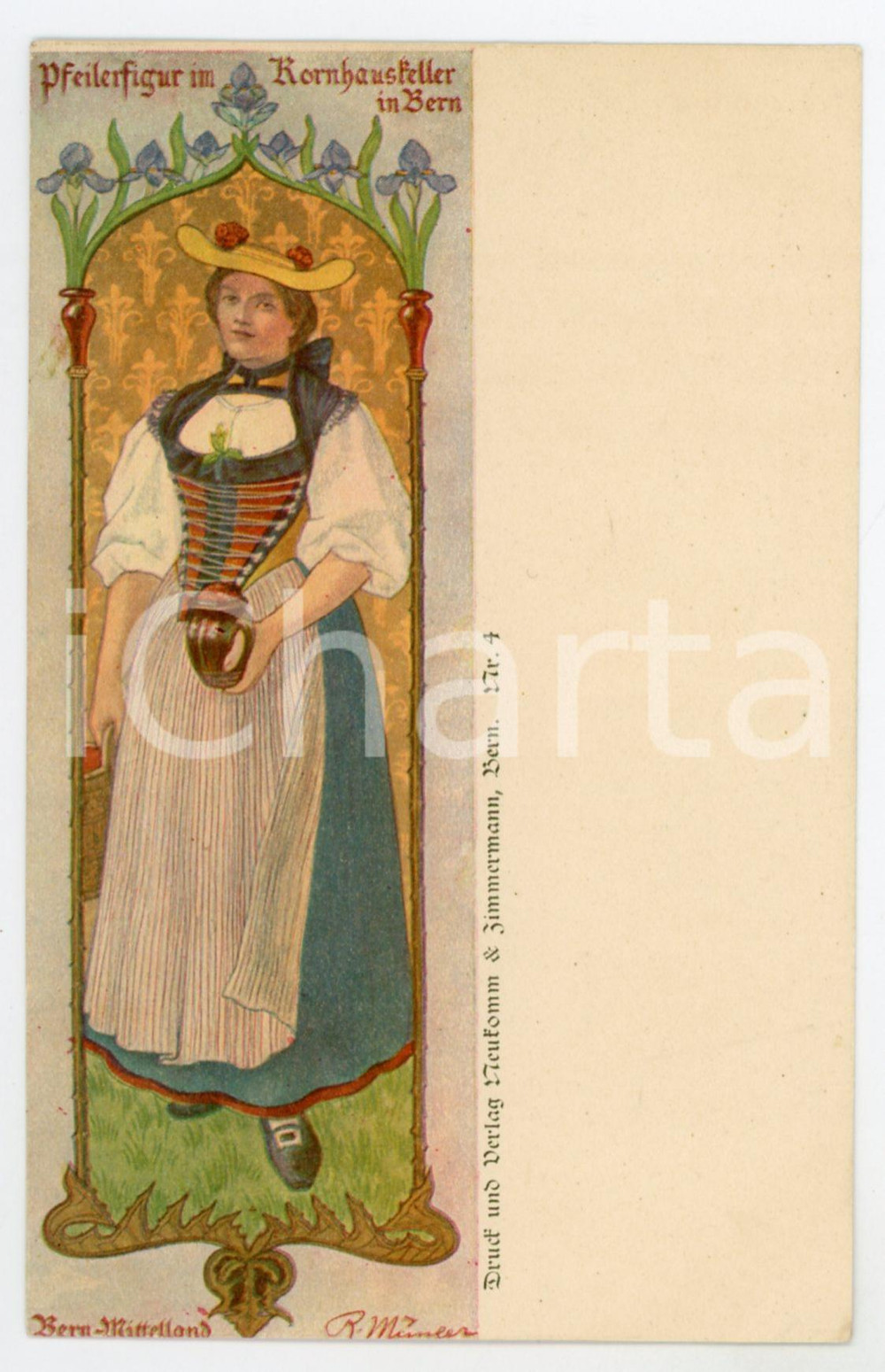 1900ca BERN Pfeilerfigur in Kornhausfeller BERN-MITTELAND Rudolf MUNGER Postcard  Cartolina postale d'epoca, non viaggiata.CONDIZIONI: FAIRFORMATO: FP    originale e autentica 1