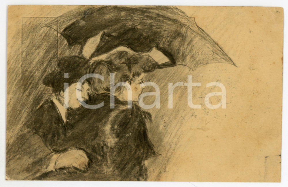 1900 ca BELGIQUE Femmes sous la pluie - Carte postale dessinÃ© Ã  la main FP NV  Cartolina postale d'epoca, non viaggiata.CONDIZIONI: FAIRFORMATO: FP     originale e autentica 1