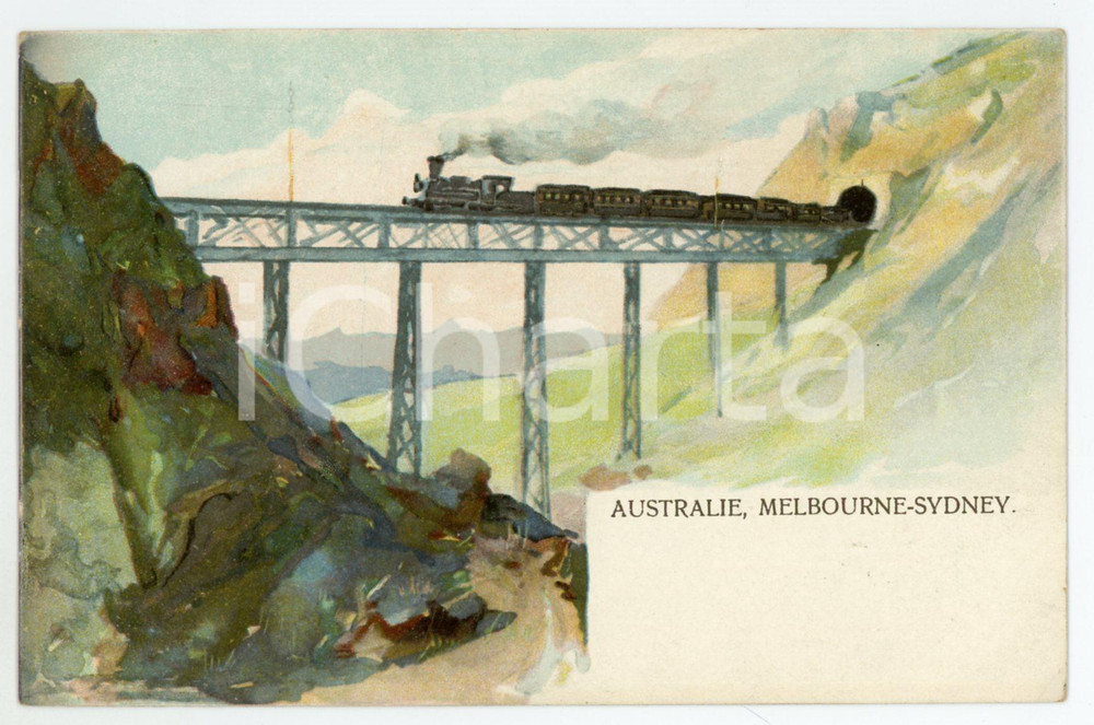 1900ca AUSTRALIE Melbourne - Sydney CHEMINS DE FER ILLUSTRÉS Carte Postale FP NV  Cartolina postale d'epoca, non viaggiata.CONDIZIONI: FAIRFORMATO: FP    originale e autentica 1