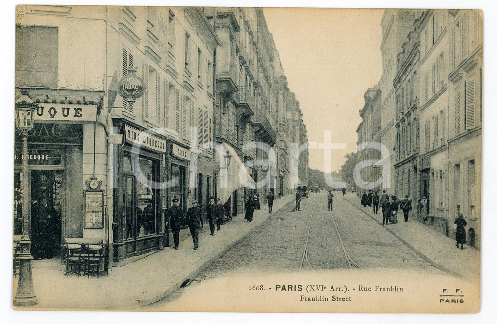 1910 ca PARIS - XVI Arrondissement - Rue Franklin - Carte postale ANIMEE Cartolina postale, originale d'epoca, non viaggiata. GOOD/buono  Formato: 14x9 cm originale e autentica 1