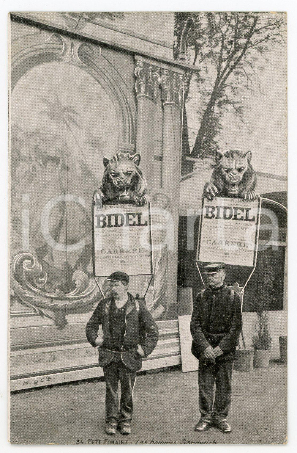 1905 ca PARIS FÃªte Foraine - CIRQUE Les hommes sandwich - Carte postale ANIMEE  Cartolina postale d'epoca, non viaggiata.CONDIZIONI: G FORMATO: FP     originale e autentica 1