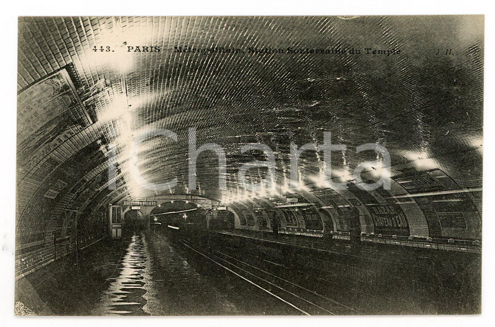 1910 ca PARIS  - Métropolitain - Station souterraine du Temple - Postcard Cartolina postale, originale d'epoca, non viaggiata. GOOD/buono  Formato: 14x9 cm originale e autentica 1