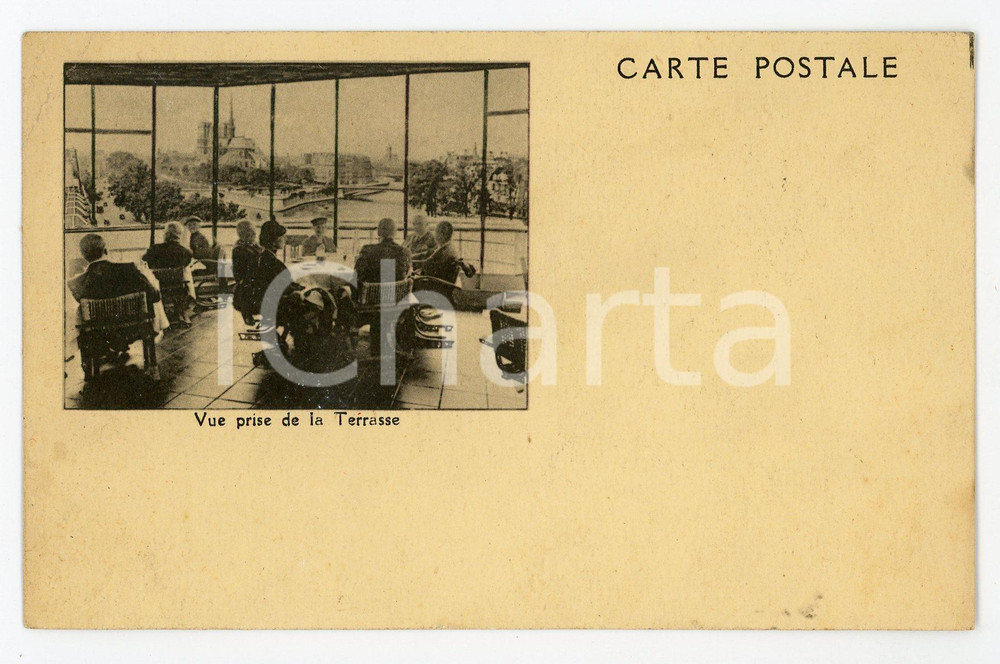 1930 PARIS Restaurant LA TOUR D'ARGENT "Fréderic" - Vue de la Terrasse *Postcard  Cartolina pubblicitaria d'epoca, con immagine su entrambe le facciate, non viaggiata. GOOD/buono  Formato: 14x9 cm originale e autentica 1
