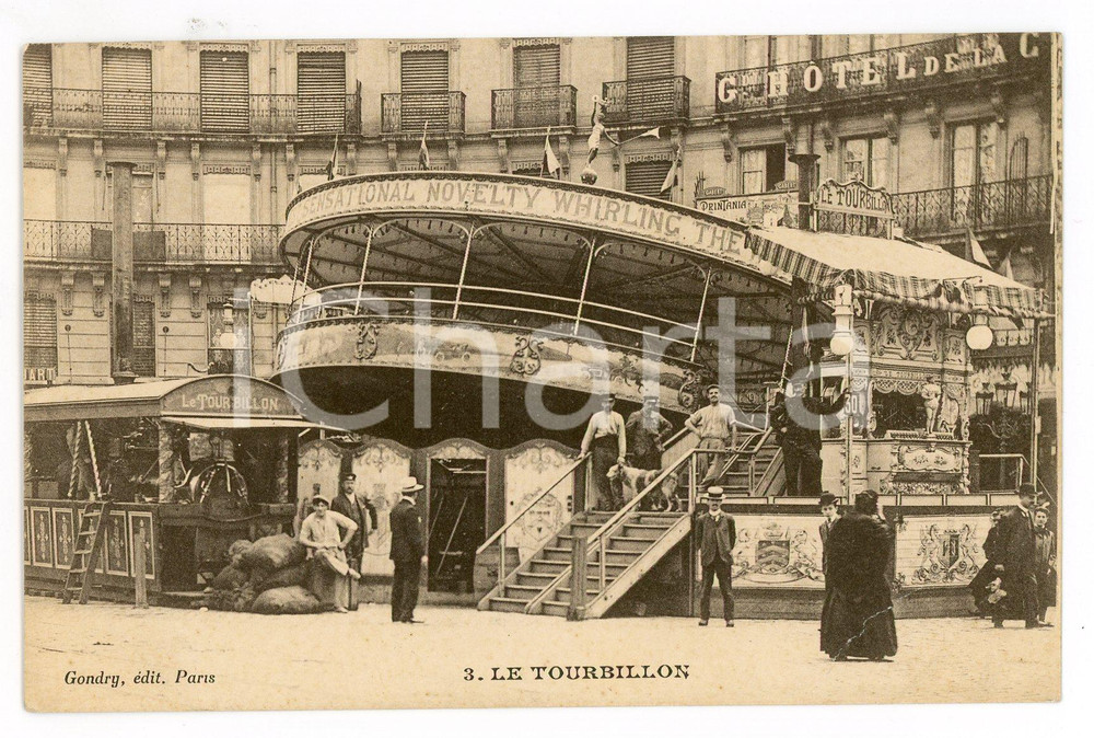 1910 ca PARIS Fête Foraine - Le tourbillon *Carte postale ANIMEE  Cartolina postale d'epoca, non viaggiata.EDITORE: Gondry, Paris GOOD/buono  Formato: 14x9 cm originale e autentica 1
