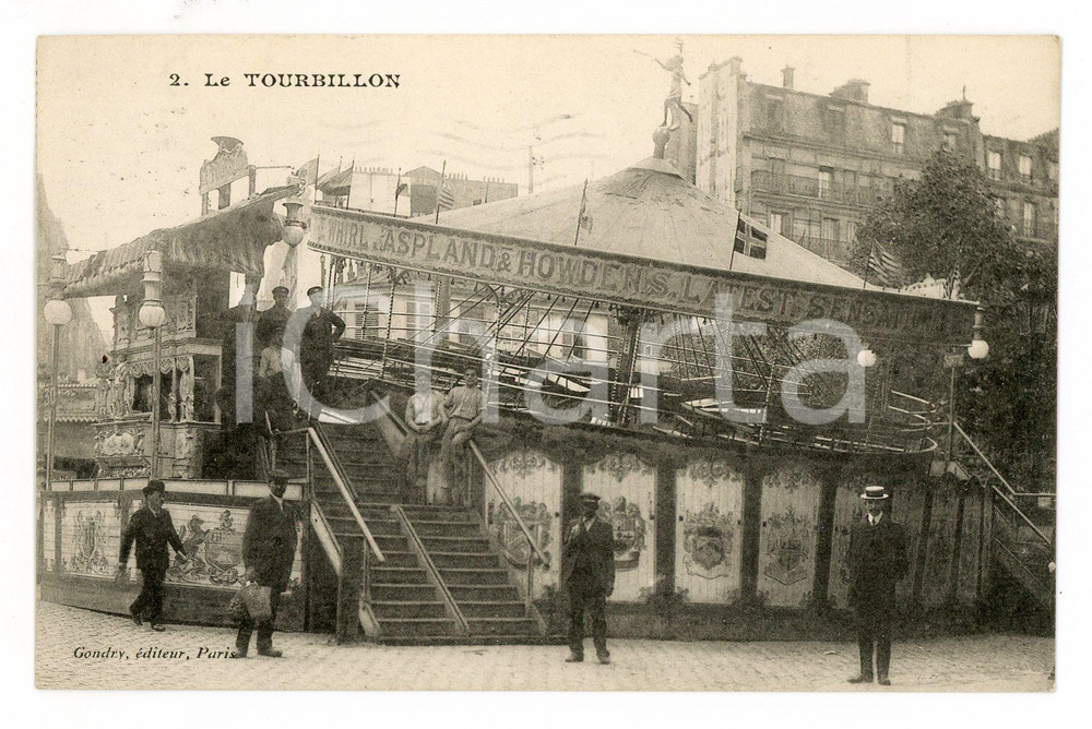 1910 ca PARIS - Fête Foraine - Le tourbillon *Carte postale ANIMEE  Cartolina postale d'epoca, non viaggiata.EDITORE: Gondry, Paris GOOD/buono  Formato: 14x9 cm originale e autentica 1