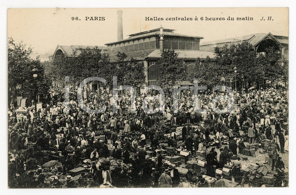 1910 ca PARIS Halles centrales à 6 heures du matin *Carte postale ANIMEE  Cartolina postale d'epoca, non viaggiata. GOOD/buono  Formato: 14x9 cm originale e autentica 1
