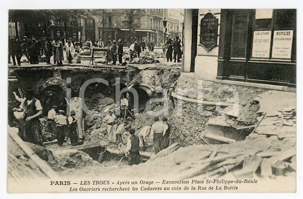 1914 PARIS Orage 15 Juin - Place Saint-Philippe-de-Roule - Carte postale  Cartolina postale d'epoca, scritta ma non viaggiata. GOOD/buono  Formato: 14x9 cm originale e autentica 1