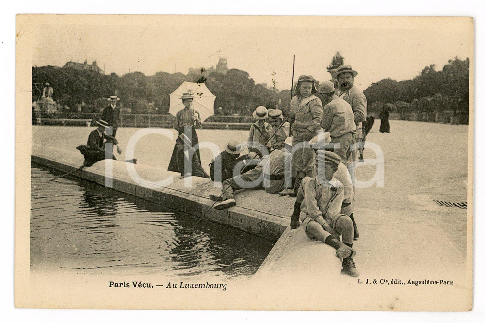1906 PARIS VECU - Au Luxembourg - Carte postale ANIMEE  Cartolina postale d'epoca, viaggiata. FAIR/discreto lievi macchie di inchiostro Formato: 14x9 cm originale e autentica 1