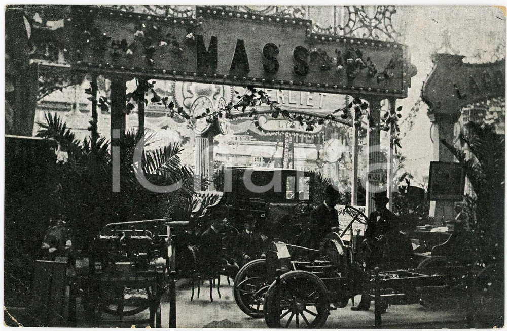 1910 ca PARIS Automobiles MASS - E. MANDELSSOHN & C. - Billet  Biglietto pubblicitario d'epoca, illustrato, con indicazioni al verso. GOOD/buono  Formato: 14x9 cm originale e autentica 1