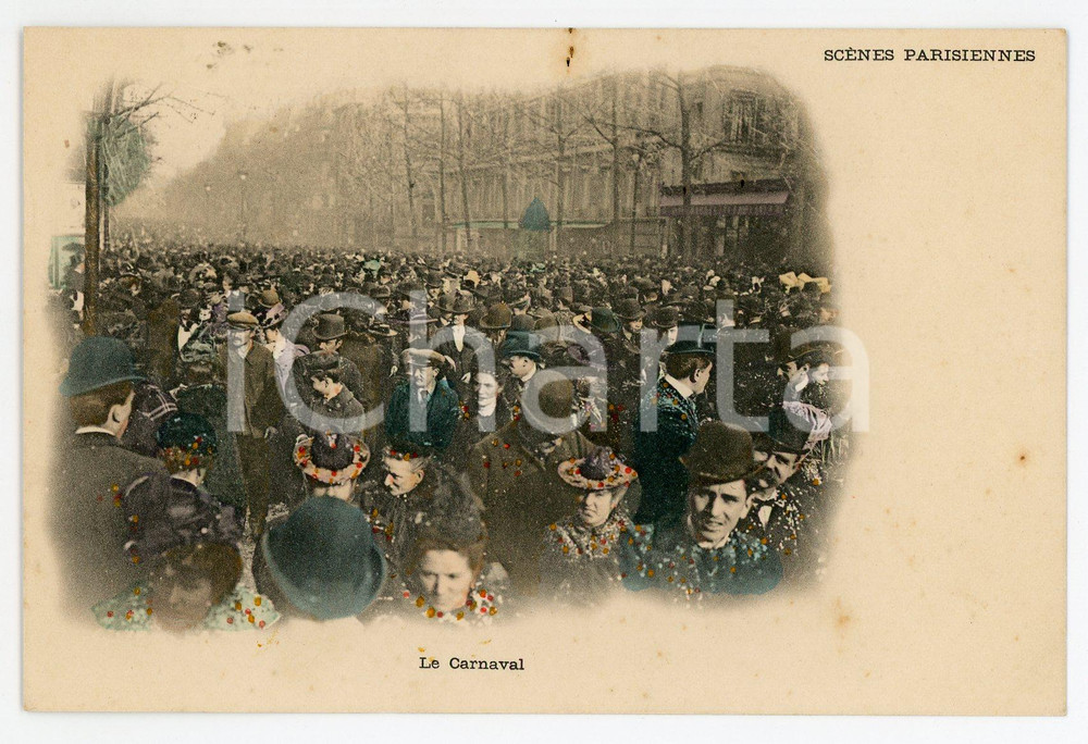 1900 ca PARIS Scènes parisiennes - Le Carnaval - Foule - Carte postale  Cartolina postale d'epoca, non viaggiata. FAIR/discreto piccole macchie Formato: 14x9 cm originale e autentica 1