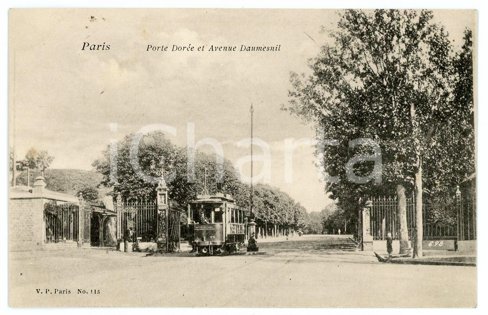 1910 ca PARIS - Porte Dorée et Avenue DAUMESNIL - Carte postale ANIMEE tram Cartolina postale, originale d'epoca, non viaggiata. GOOD/buono  Formato: 14x9 cm originale e autentica 1