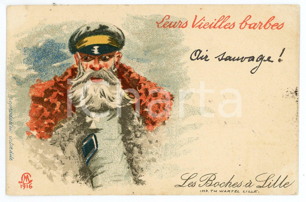 1920 LES BOCHES À LILLE Leurs vieilles barbes - Carte postale FP VG  Cartolina postale d'epoca, viaggiata. FAIR/discreto lievi smussature agli angoli Formato: FP originale e autentica 1