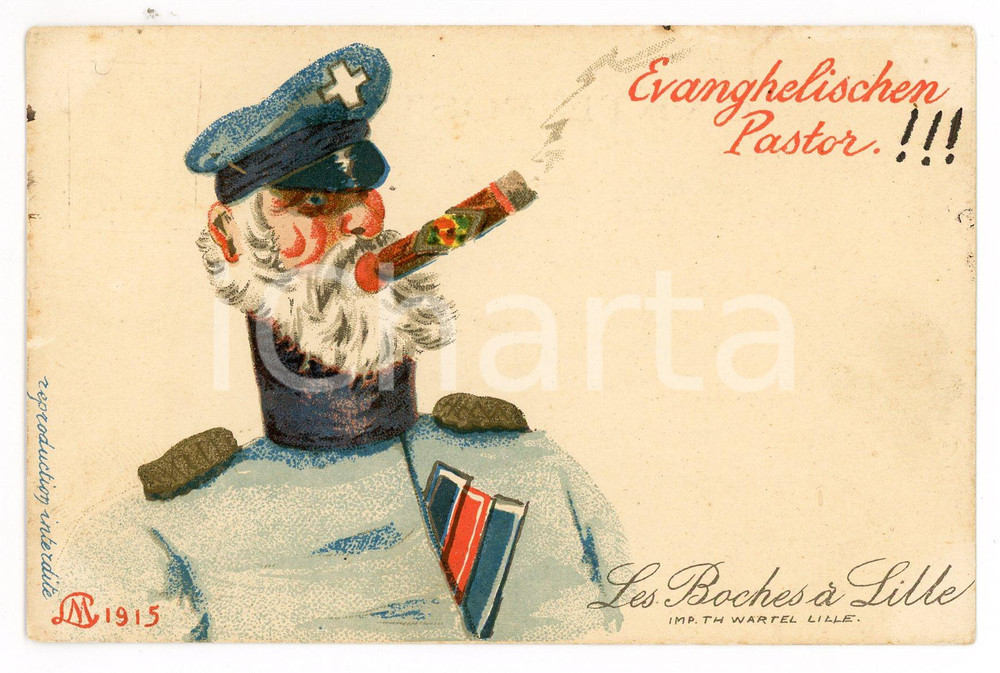 1920 LES BOCHES À LILLE Evanghelischen pastor - Carte postale FP VG  Cartolina postale d'epoca, viaggiata. FAIR/discreto lievi smussature agli angoli Formato: FP originale e autentica 1