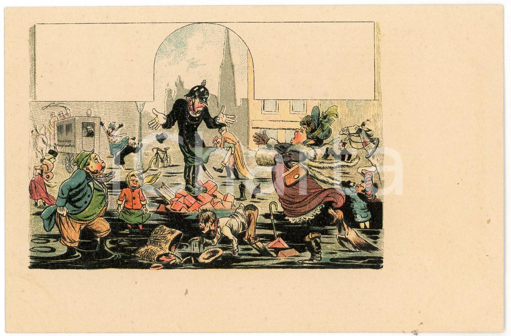 1900 ca GERMANY - SATIRE  Flooding in the city ILLUSTRATE Postcard FP NV  Cartolina postale d'epoca, non viaggiata. FAIR/discreto Lievi smussature agli angoli Formato: FP originale e autentica 1