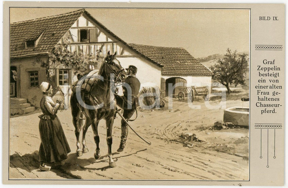 1920 ca Ferdinand VON ZEPPELIN besteigt chasseur pferd - Postcard BILD IX  Cartolina postale d'epoca, non viaggiata. GOOD/buono  Formato: FP originale e autentica 1