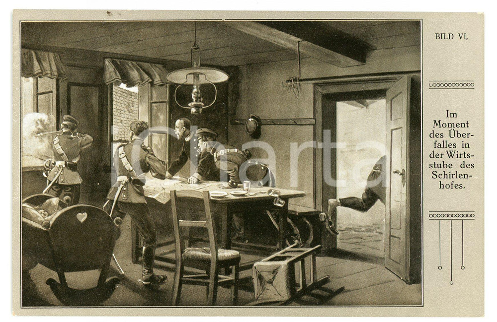1920 ca Im moment des uberfalles in der wirtstube des Schirlenhofes - Postcard  Cartolina postale d'epoca, non viaggiata. GOOD/buono  Formato: FP originale e autentica 1