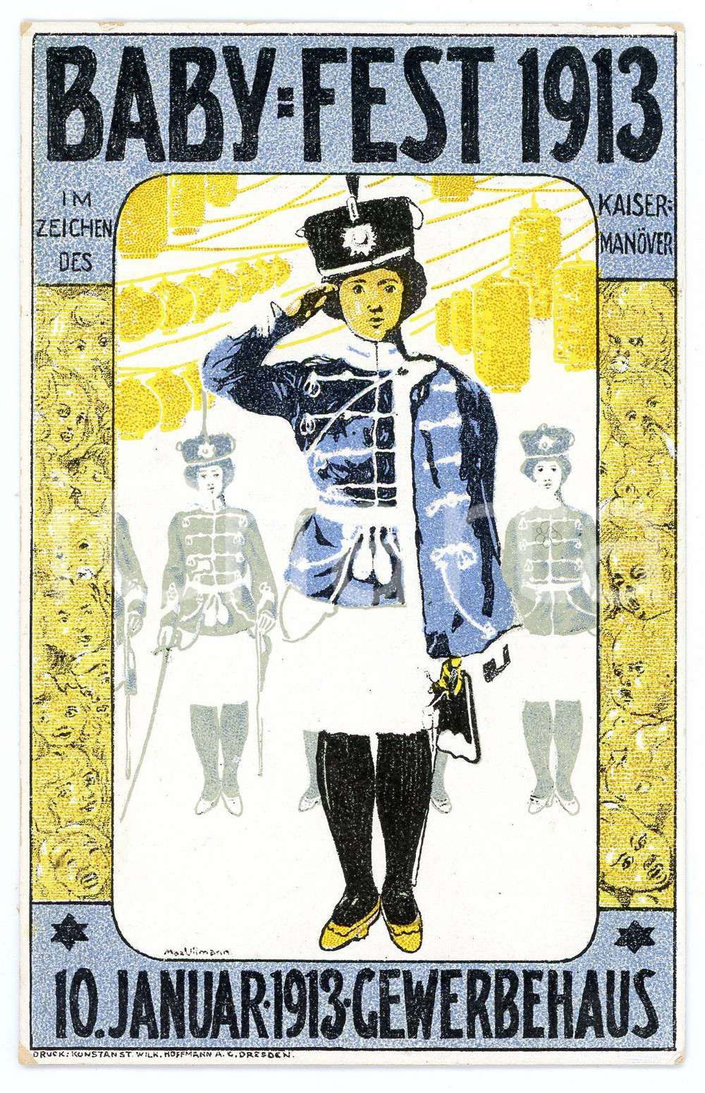 1913 DRESDEN Gewerbehaus - Baby Fest - ill. Max ULLMANN - Postcard  Cartolina postale d'epoca, non viaggiata.CONDIZIONI: G (lieve sbrecciatura al lato superiore)FORMATO: FP    originale e autentica 1