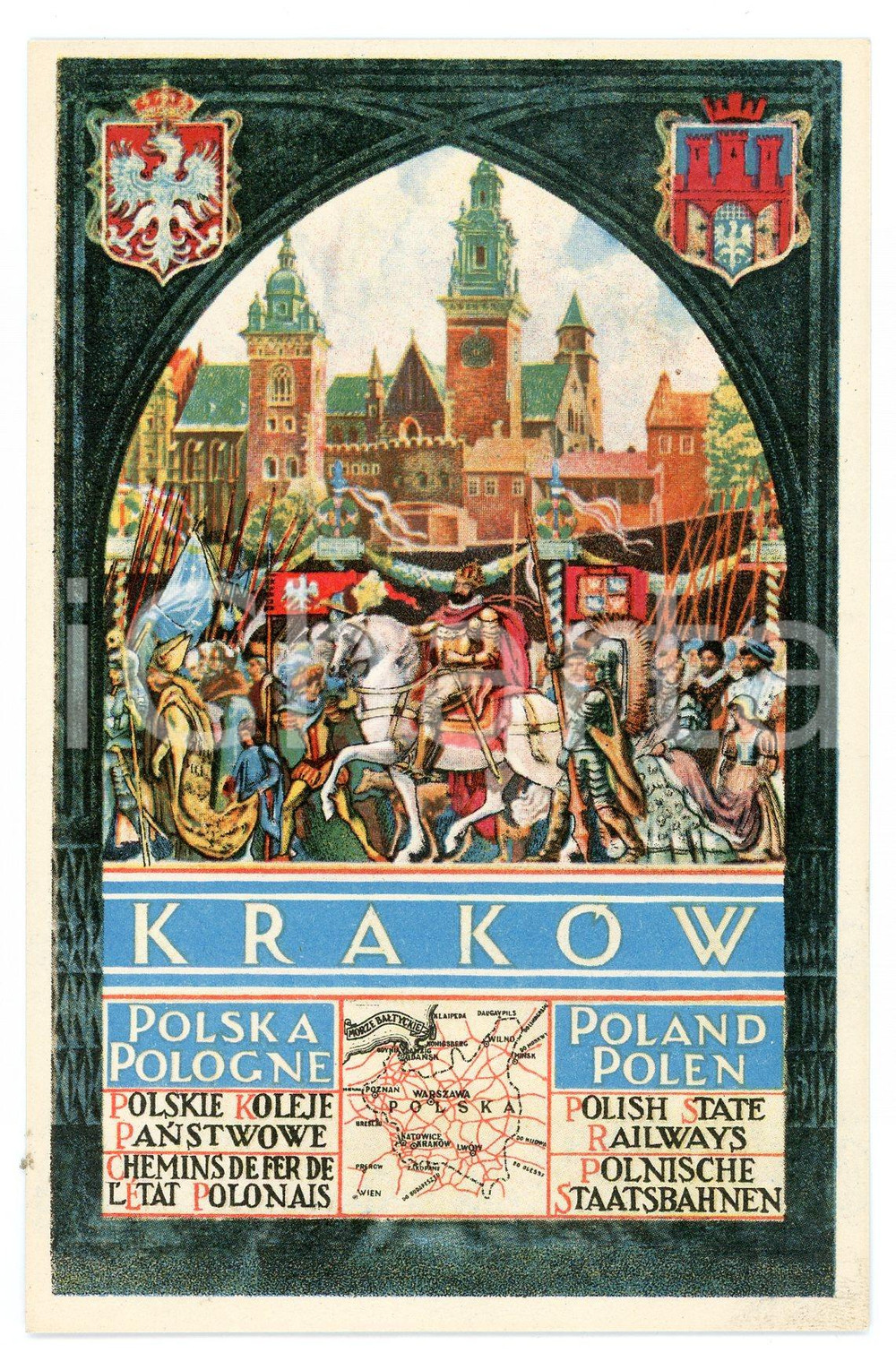 1910 ca TOURISM POLAND - KRAKOW Old Royal Town - ILLUSTRATED Postcard  Cartolina postale d'epoca, non viaggiata. GOOD/buono  Formato: 9x14 cm originale e autentica 1