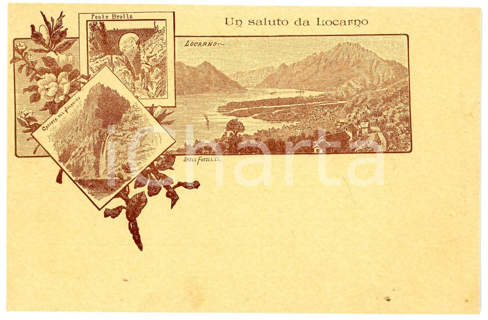 1905 ca LOCARNO (CH) Vedutine - Ponte Brolla - Cascata del Soladino - Cartolina  Cartolina postale d'epoca, non viaggiata.CONDIZIONI: F (lieve piega lungo il lato superiore e agli angoli)FORMATO: FP    originale e autentica 1