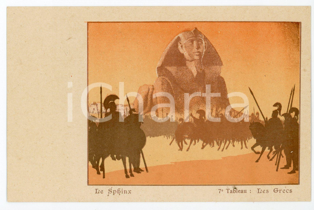 1900 ca LE SPHINX Les Grecs - 7^ Tableau - Carte postale ILLUSTRÉE FP VG  Cartolina postale d'epoca, non viaggiata.CONDIZIONI: GOODFORMATO: FP    originale e autentica 1