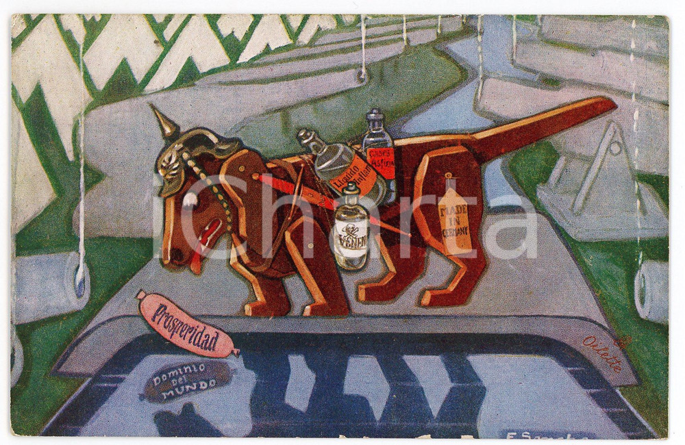 1917 LESSEN VAN AESOPUS De hond en zijn schaduw  ^Ill. Francisco SANCHA Postcard  Cartolina postale d'epoca, non viaggiata.CONDIZIONI: FAIRFORMATO: FP    originale e autentica 1