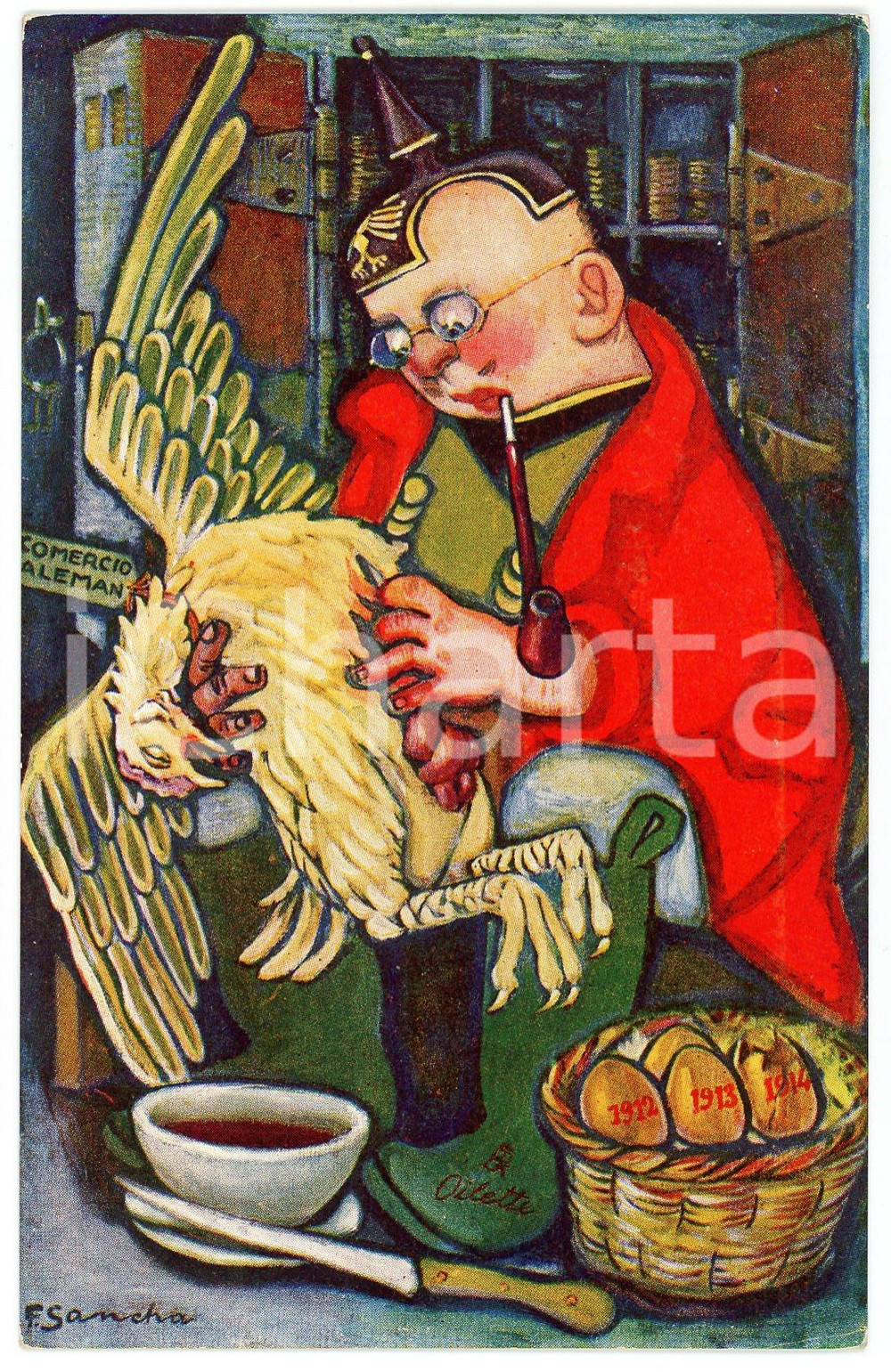 1917 LESSEN VAN AESOPUS De ken en de gouden eieren - Francisco SANCHA Postcard  Cartolina postale d'epoca, non viaggiata. GOOD/buono  Formato: 9x14 cm originale e autentica 1