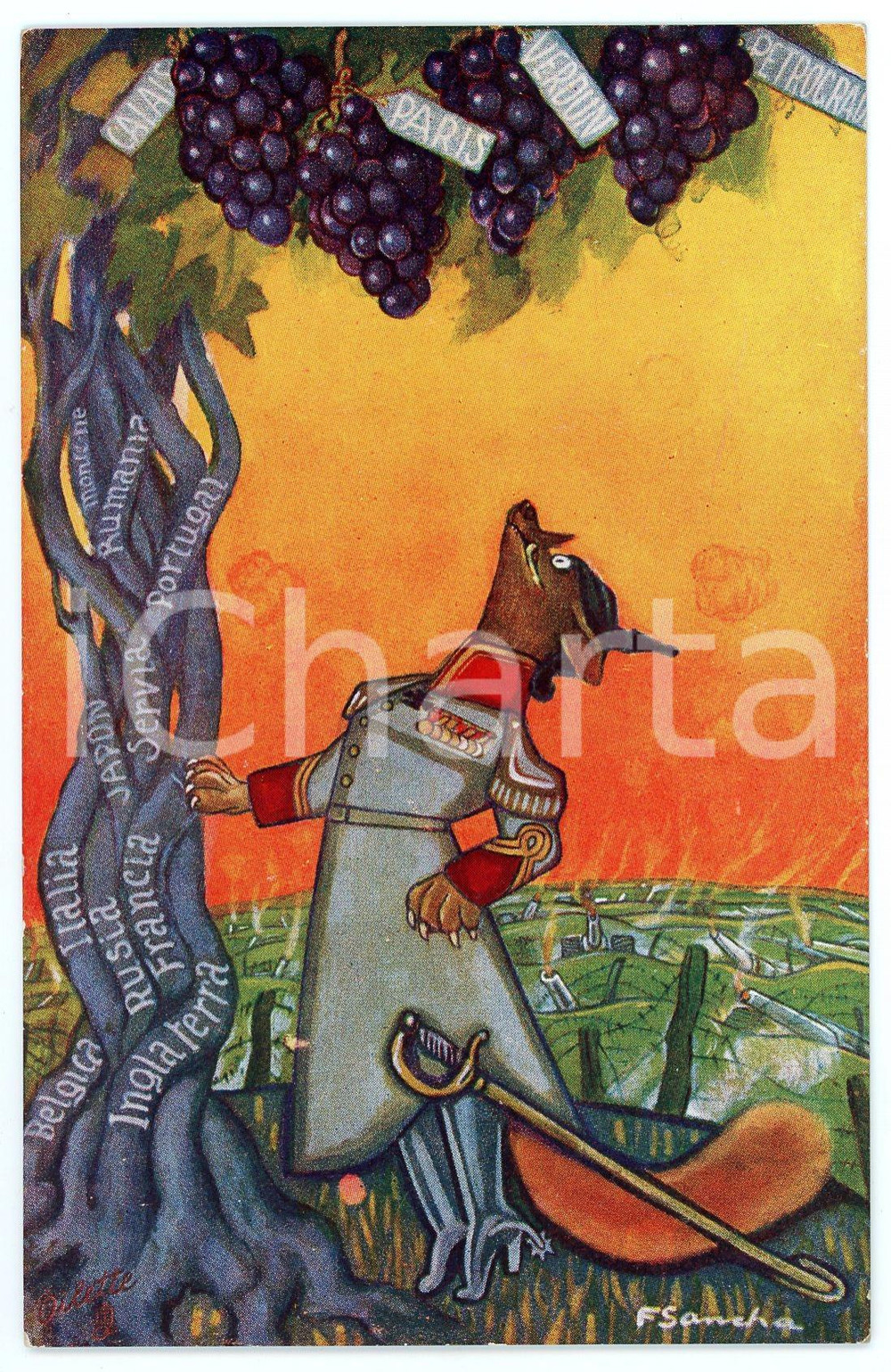 1917 LESSEN VAN AESOPUS De vos en de druiven - Ill. Francisco SANCHA Postcard  Cartolina postale d'epoca, non viaggiata.CONDIZIONI: FAIRFORMATO: FP    originale e autentica 1