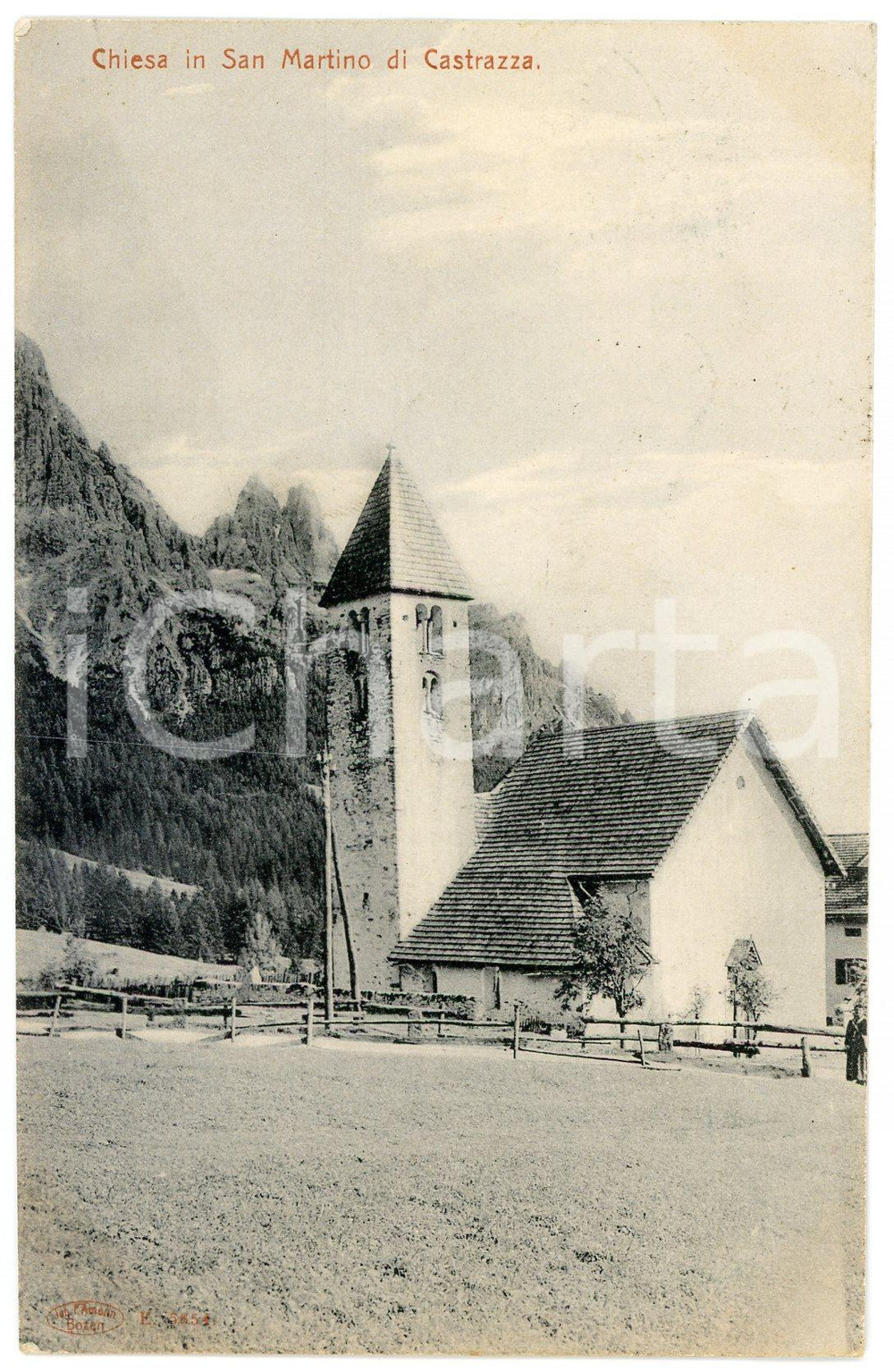 1906 SAN MARTINO DI CASTROZZA (TN) Veduta con chiesa - Cartolina FP VG  Cartolina postale d'epoca, viaggiata.CONDIZIONI: FAIR FORMATO: FP    originale e autentica 1