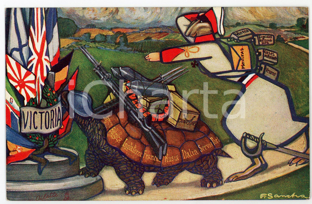 1917 LESSEN VAN AESOPUS De haas en de schilpad - Ill. Francisco SANCHA Postcard  Cartolina postale d'epoca, non viaggiata.CONDIZIONI: FAIRFORMATO: FP    originale e autentica 1