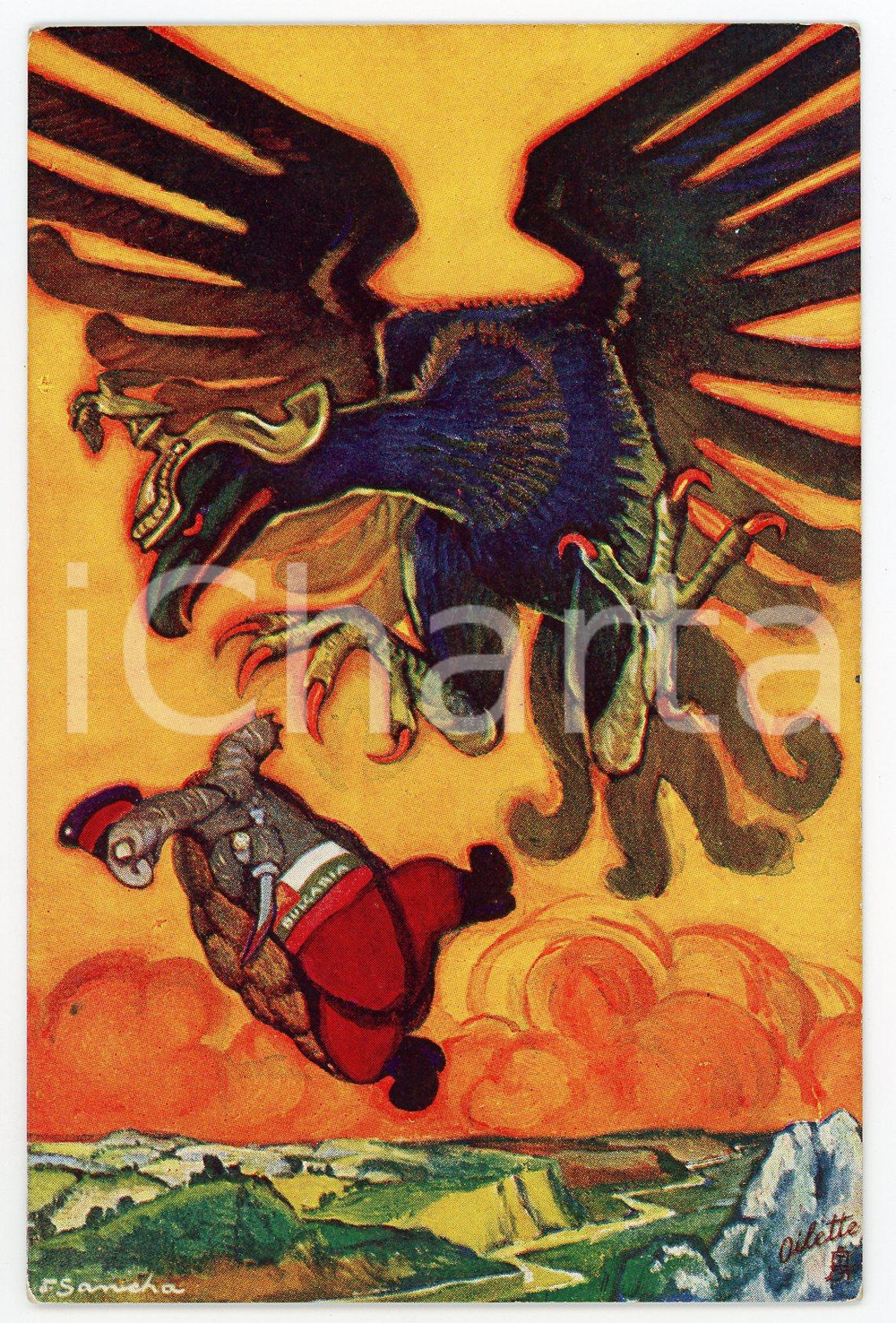 1917 LESSEN VAN AESOPUS De schilpad en de arend - Ill. Francisco SANCHA Postcard  Cartolina postale d'epoca, non viaggiata.CONDIZIONI: FAIRFORMATO: FP    originale e autentica 1