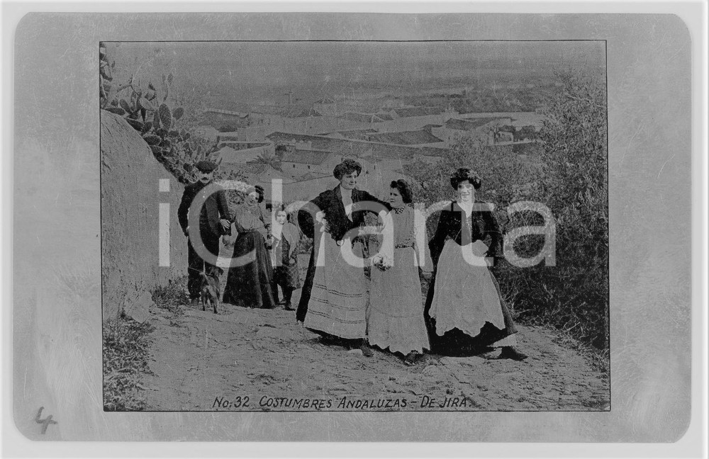 1900 ca ESPAÑA Costumbres andaluzas - De Jira - Aluminium vintage postcard  Cartolina postale d'epoca, realizzata in alluminio, non viaggiata.CONDIZIONI: GFORMATO: FP    originale e autentica 1