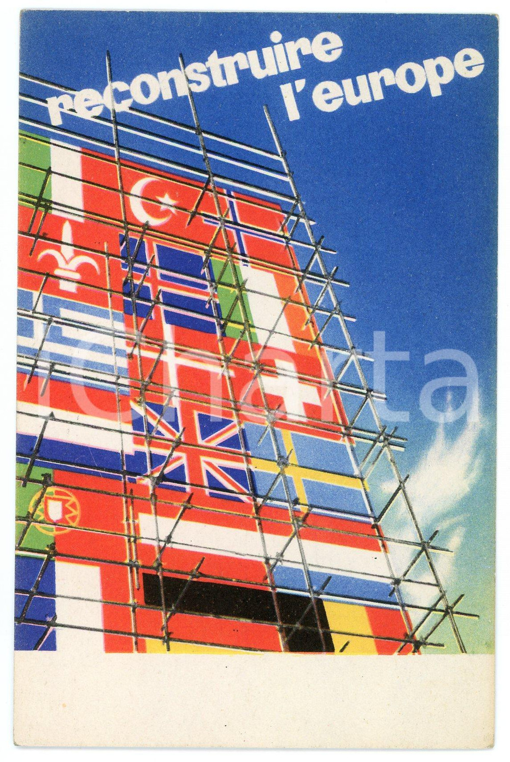 1950 MARSHALL PLAN POSTER CONTEST Reconstruire l'europe - Postcard FP NV  Cartolina postale d'epoca, non viaggiata.CONDIZIONI: GFORMATO: FP    originale e autentica 1