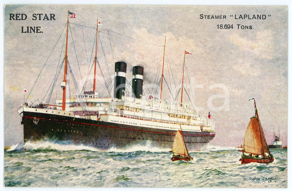 1910 ca RED STAR LINE Steamer LAPLAND - Illustrated postcard FP NV  Cartolina postale d'epoca, non viaggiata.CONDIZIONI: FAIRFORMATO: FP    originale e autentica 1