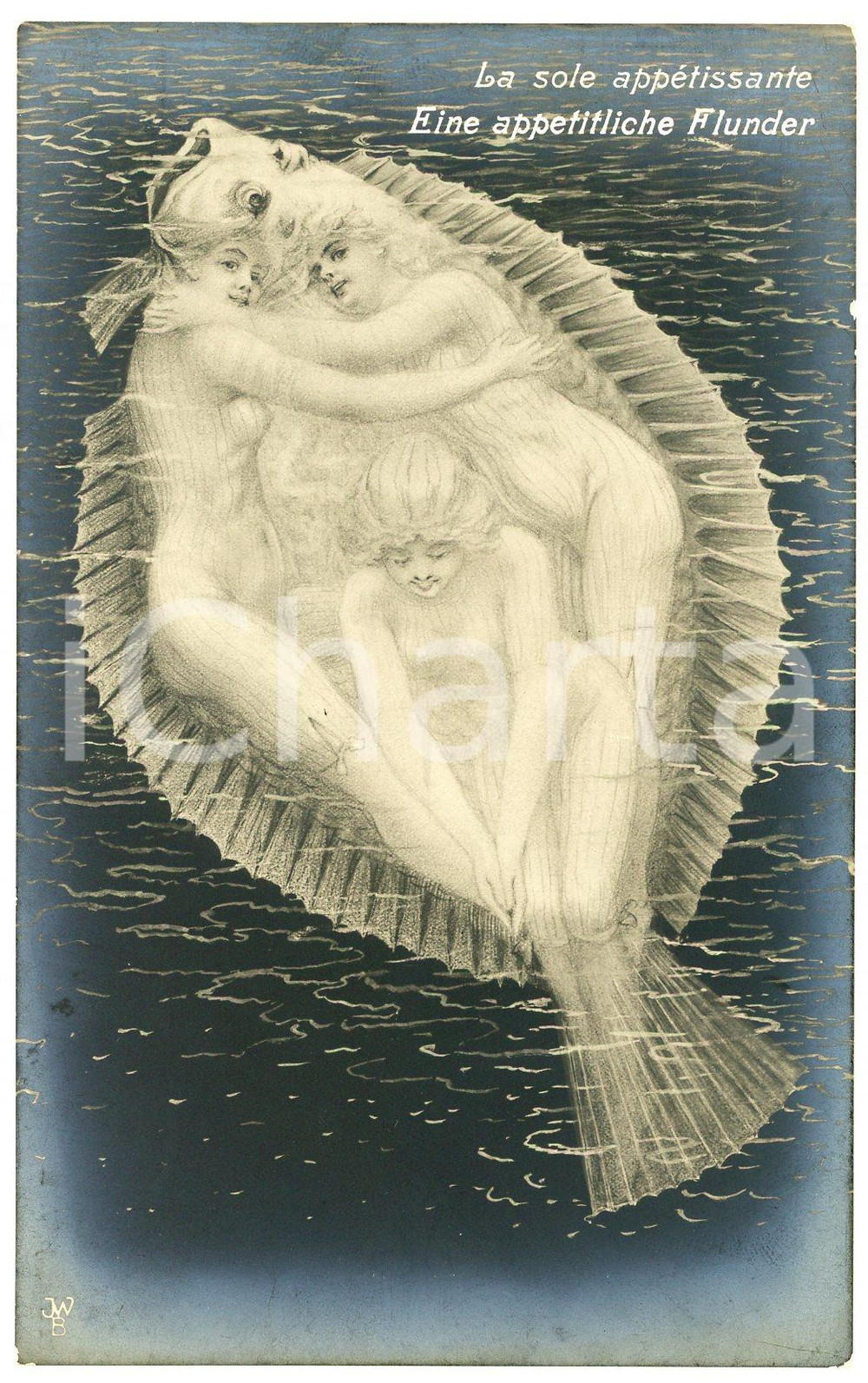 1936 EROTICA - TÊTE TROMPEUSES La sole appétissante - Metamorphic postcard FP NV  Cartolina postale d'epoca, non viaggiata.EDITORE: MBCONDIZIONI: POOR (aloni diffusi)FORMATO: FP    originale e autentica 1