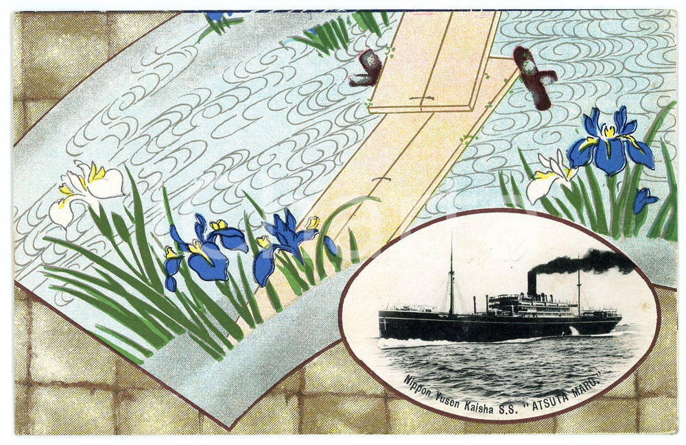 1920 ca JAPAN NYK Nippon Yusen Kaisha S.S. ATSUTA MARU - Postcard ship  Cartolina postale d'epoca, illustrata.Non viaggiata.CONDIZIONI: GFORMATO: FP    originale e autentica 1