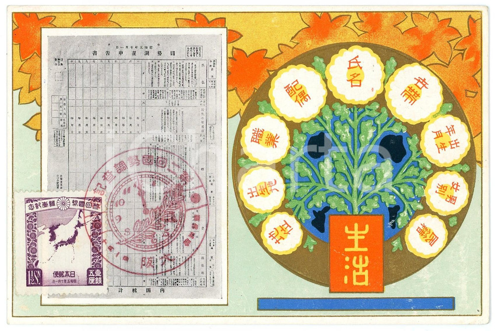 1930 JAPAN Commemorative embossed postcard  Cartolina postale d'epoca, viaggiata.CONDIZIONI: GFORMATO: FP    originale e autentica 1